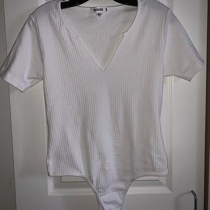 Ribbed V-Neck Bodysuit